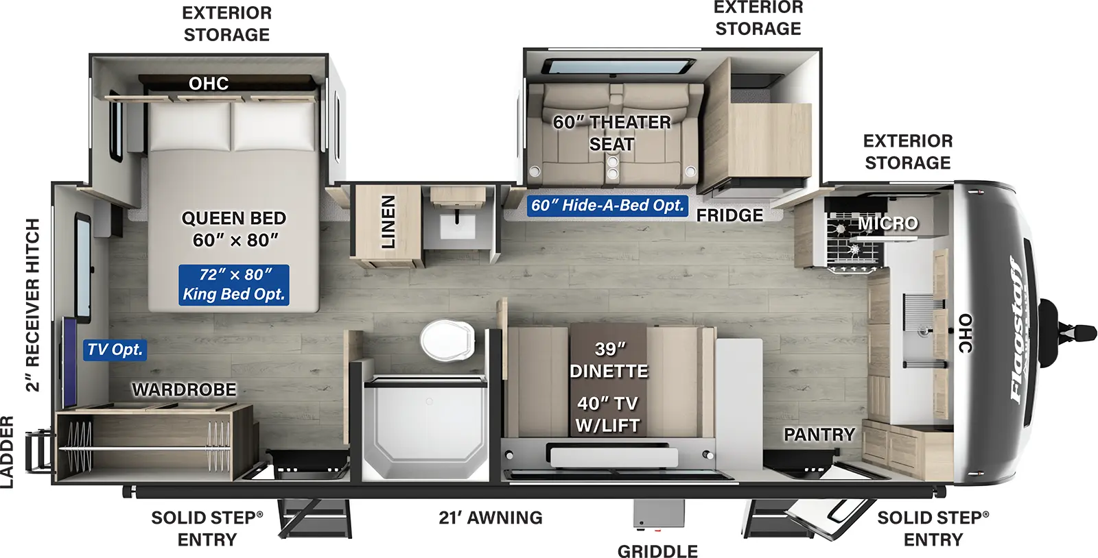 Flagstaff Super Lite Travel Trailers 26SFK Floorplan